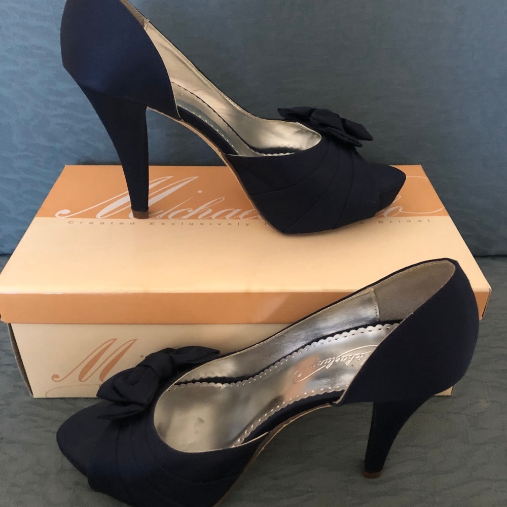 Blue Satin Michaelangelo Maribelle Heels